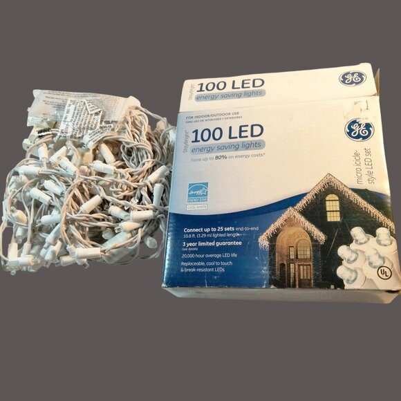 GE Micro Icicle LED Lights Cool White Indoor Outdoor100 Energy Saving  10 Ft - Picture 2 of 10